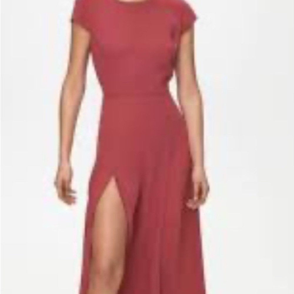 Aritzia Babaton Rose Red Midi Dress with Side Slit size 8